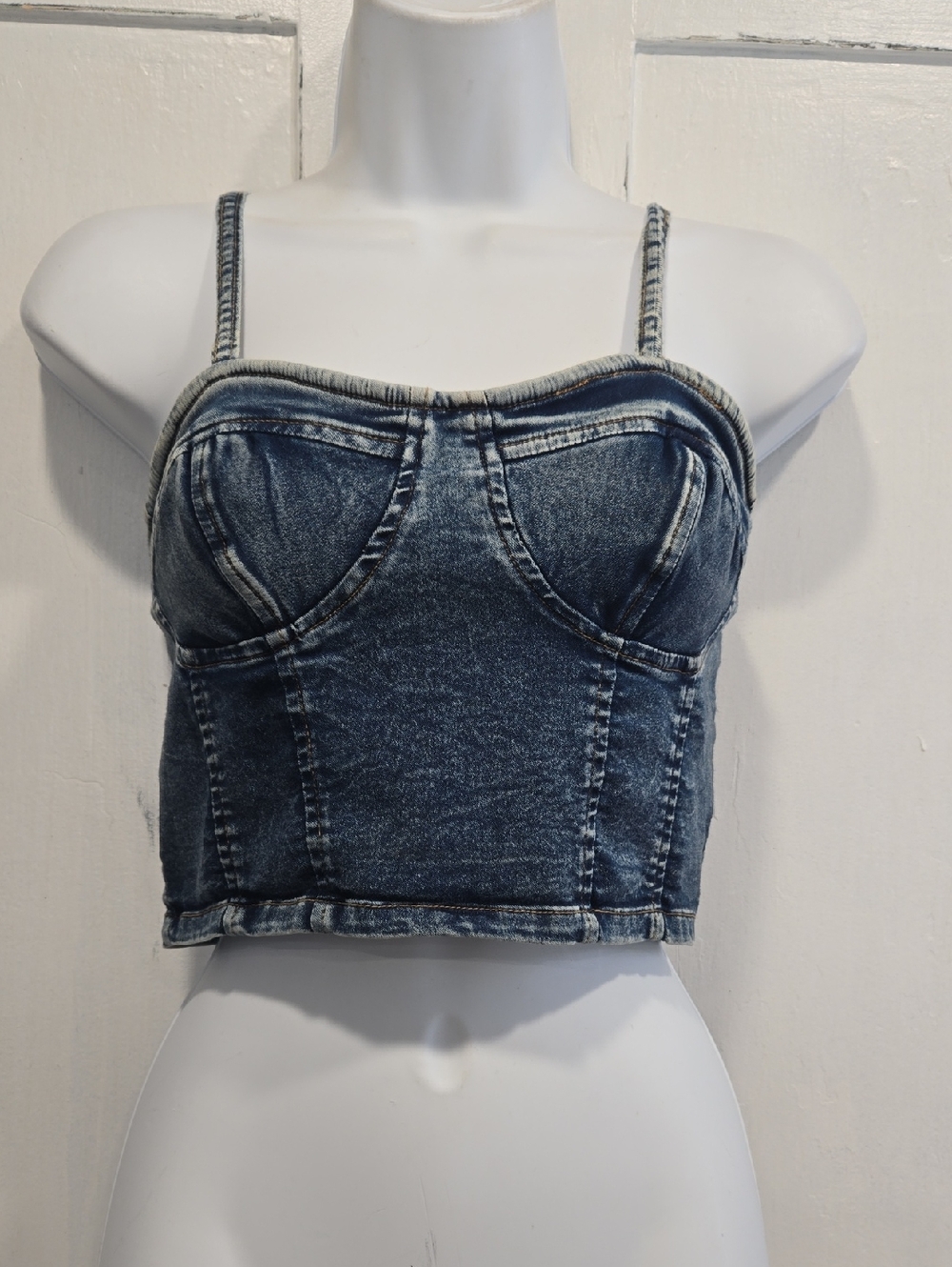 THRILL JEANS BUSTIER DENUM CROP TOP.. SIZE MED.. #8803